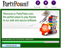 PartyPoker installing on your PC, installation progress