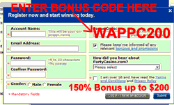 How to enter your PartyCasino Bonus code