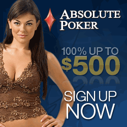 AbsolutePoker offer a 100% match bonus up to $500