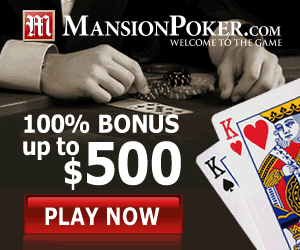 Mansion Poker are offering a 100% match bonus of your deposit up to $500 to enable your Mansion Poker bonus simply use SMS as your Mansion Poker sign up code.