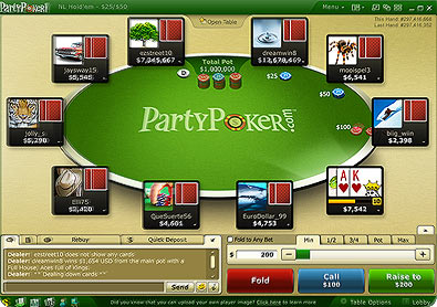 Partypoker's table new look