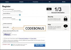 PartyCasino code bonus inscription