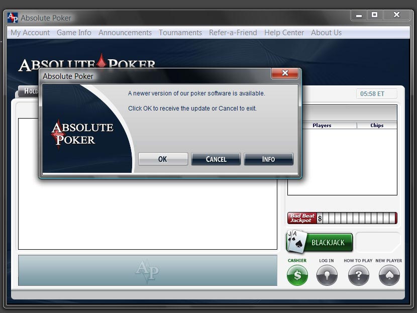 Absolute poker update